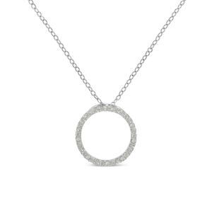 Haus of Brilliance Sterling Silver and Diamond Open Circle Pendant Necklace